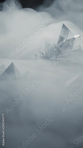 Abstract Art Focus on the ethereal and non-representational beauty of geometric forms interacting with fog, suitable for artistic and aesthetic applications.