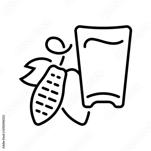 Cocoa drink icon. Food and hot beverage line symbol. Black and white.