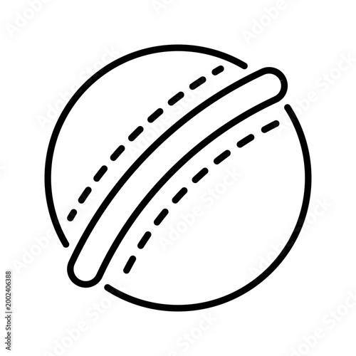 Cricket ball icon. Sports and cricket line symbol. Black and white.