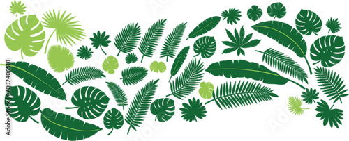 Foto Tropical Leaves Collection Vector Set Featuring Palm, Monstera, Fern and Jungle