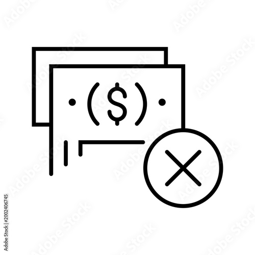 Payment refund icon. Business and payments line symbol. Black and white.
