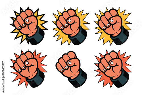 Fists represent powerful protest movements and signify social justice for.