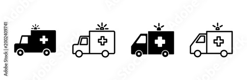 Ambulance icon set. ambulance truck icon vector. ambulance car