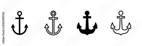 Anchor icon set. Anchor symbol logo. Anchor marine icon.
