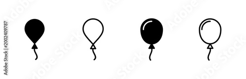 Balloon icon set. party balloon icon decoration birthday vector. Balloon black silhouette icon