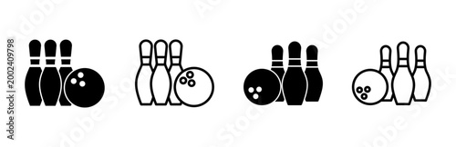 Bowling icon set. bowling ball and pin icon. bowling pins