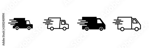 Fast shipping delivery truck icon set. Delivery truck icon. fast delivery icon
