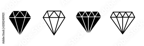 Diamond icon set. diamond gems vector icon.