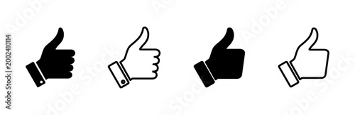 Thumbs up icon set. Hand like. Like icon vector.
