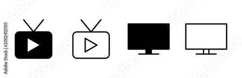 Tv icon set. television icon vector