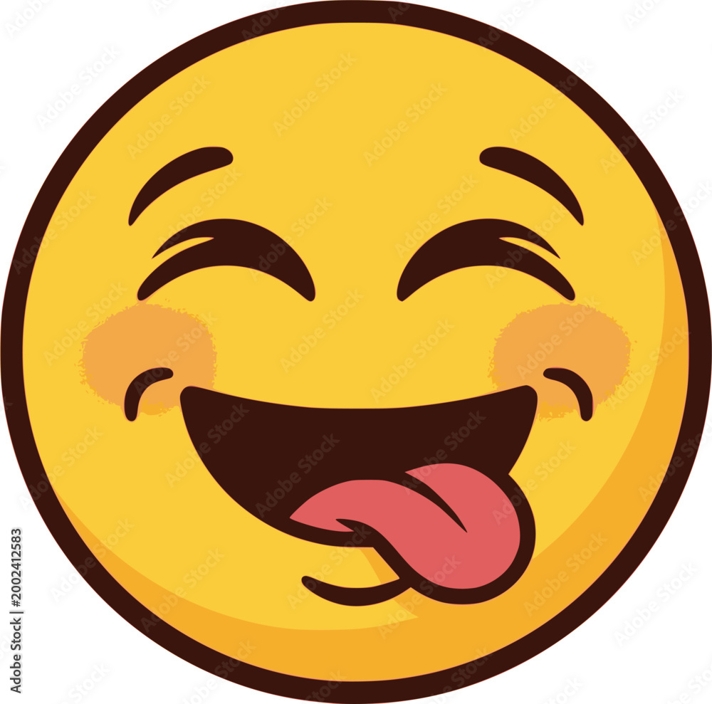 Fototapeta premium Yummy Face smile icon. delicious emoji, Vector illustration 