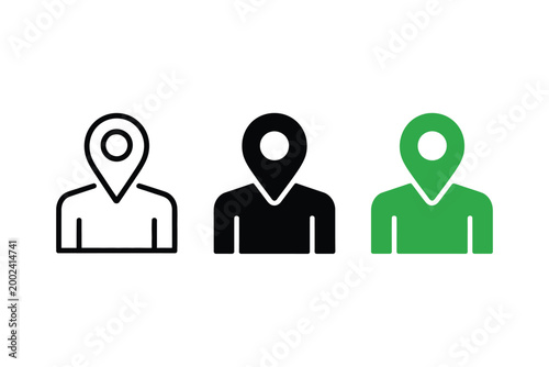 Location pins on human figures illustrate the concept of remote workforce.