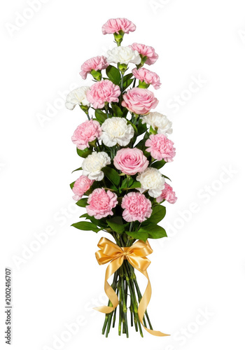 Beautiful bouquet of pink and white carnations isolated on transparent background isolated on transparent background