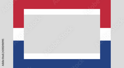 Netherlands Flag Inspired Frame, Red White Blue Border, Copy Space