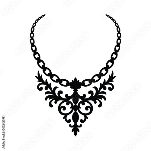 Necklace silhouette icon black jewelry design on white background