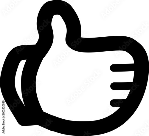 親指を立てた、黒いグッドアイコン画像