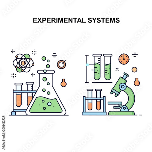Scientific Research Lab Equipment and Experiments Icons Set
