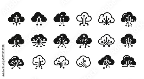 Various Cloud Symbols and Icons.