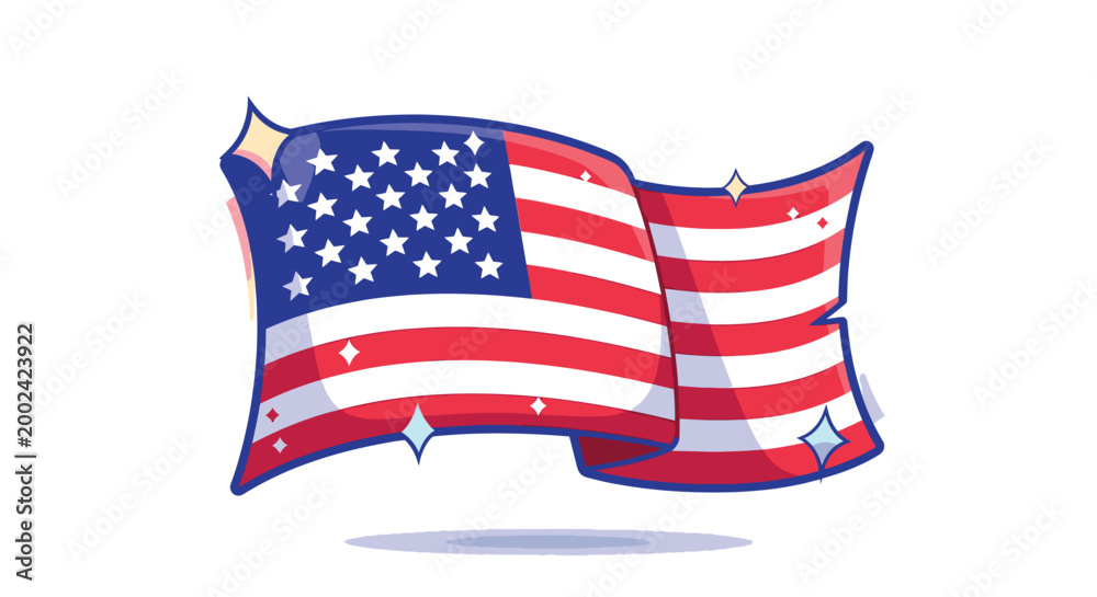 Fototapeta premium American flag waving symbol illustration.