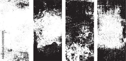 Billede på lærred Set Black and White Grunge Texture Vector Set Halftone Dot Grain and Scratched Line Overlay Distress Background Pack Distress overlay texture