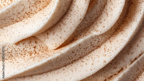 Close up macro of ice cream texture, creamy swirls, air incorporation detail, frozen dessert science, ultra sharp focus, food industry stock image
