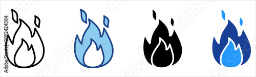 Flame Icon Multiple Style Vector Collection 