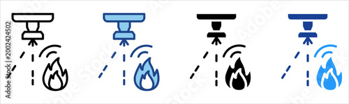 Fire Sensor Icon Multiple Style Vector Collection 