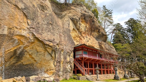 Photos Ancient Japanese Temple Nestled Under Massive Rock Overhang, Takkoku no Iwaya, H