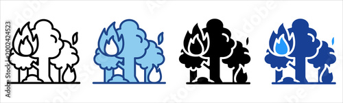 Wildfire Icon Multiple Style Vector Collection 