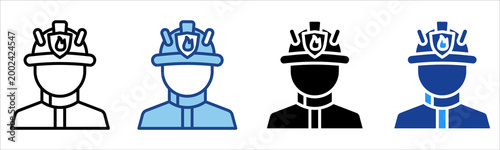 Fireman Icon Multiple Style Vector Collection 