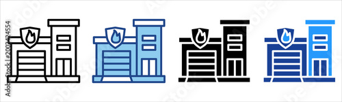 Fire Station Icon Multiple Style Vector Collection 
