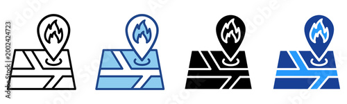 Fire Location Icon Multiple Style Vector Collection 