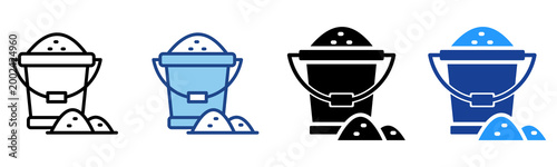 Sand Bucket Icon Multiple Style Vector Collection 