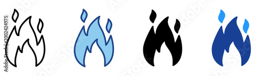 Fire Icon Multiple Style Vector Collection 