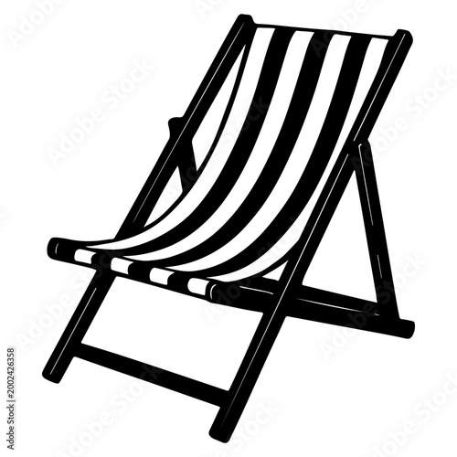Striped deckchair beach chair folding chair black and white