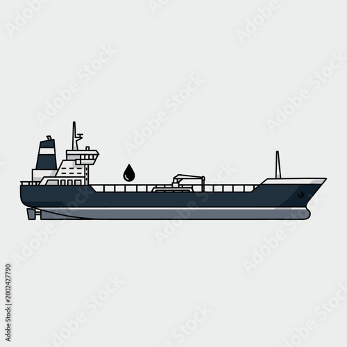 Oil Tanker Icon Transportation of Petroleum Products at Sea