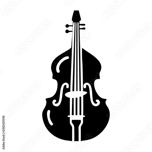 double bass silhouette icon illustration for orchestral music instrument deep tone and musician design