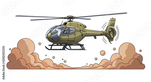 Military Helicopter in Flight Mode.