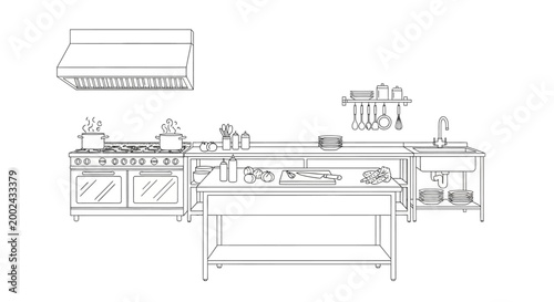 Detailed drawing of a kitchen island.