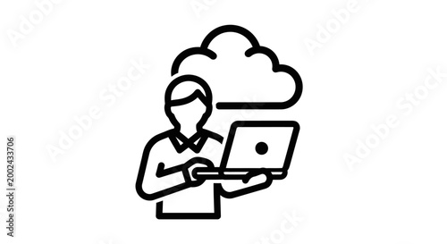 Man using laptop computer device.