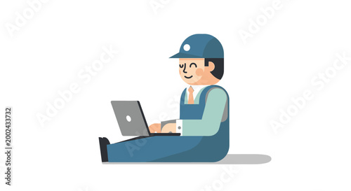 Man wearing overalls and baseball cap.
