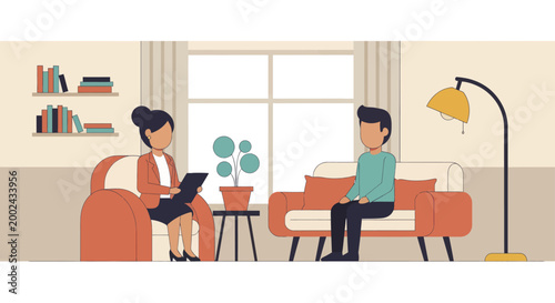 Therapist and patient engaged in a counseling session.