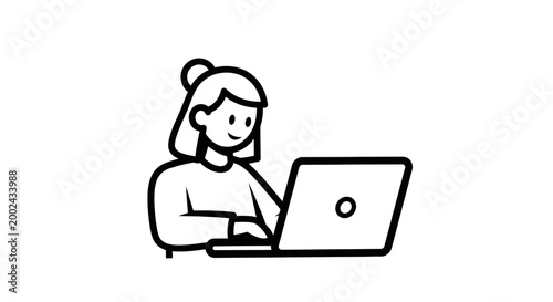 Woman working on a laptop computer.