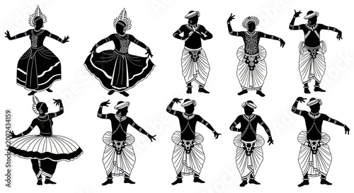 Traditional Sri Lankan Dancers in Various Poses.