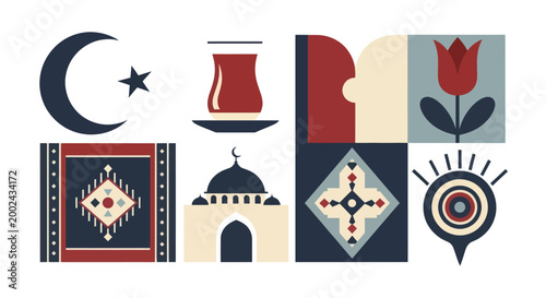 Turkish Cultural Symbols and Icons Collection.