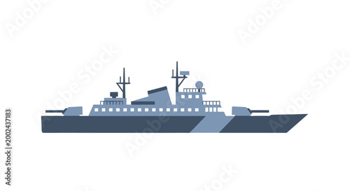 Modern Warship Silhouette, Naval Vessel, Military Ship Illustration