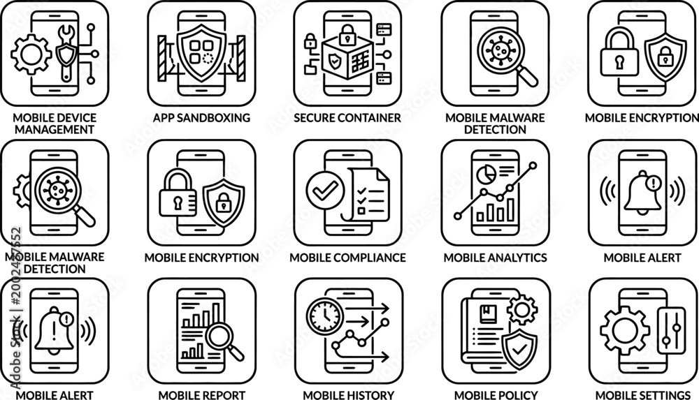 Fototapeta premium Mobile Phone Settings and Options Icons.