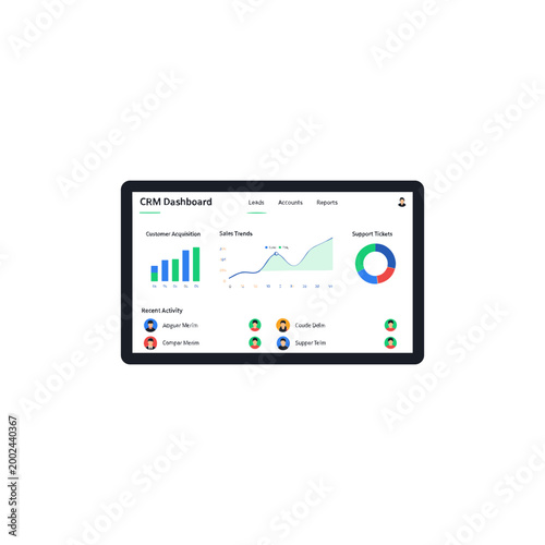Free Download Tablet displaying a modern OKR dashboard with data visualization charts and graphs. - GFXLoad