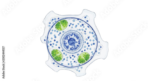 Detailed illustration of a cell nucleus with chromosomes and organelles cell biology internal structure genetic material cell division chromosome