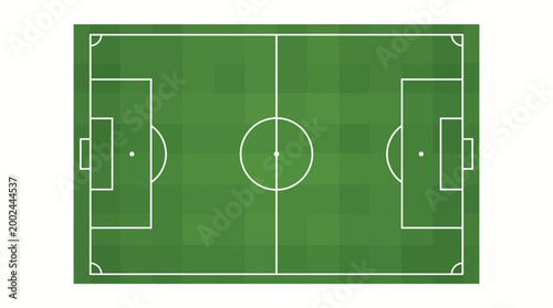 Top View of a Soccer Field with Goal Posts and Markings.